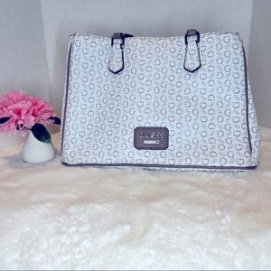 Guess Signature Print Satchel Bag